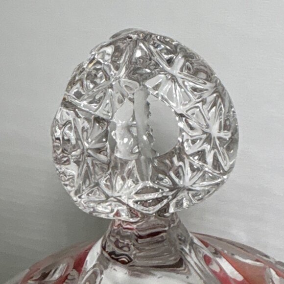 Hofbauer Byrdes Crystal Candy Dish With Lid Red Etched Bird Design 7" Tall - Picture 5 of 13